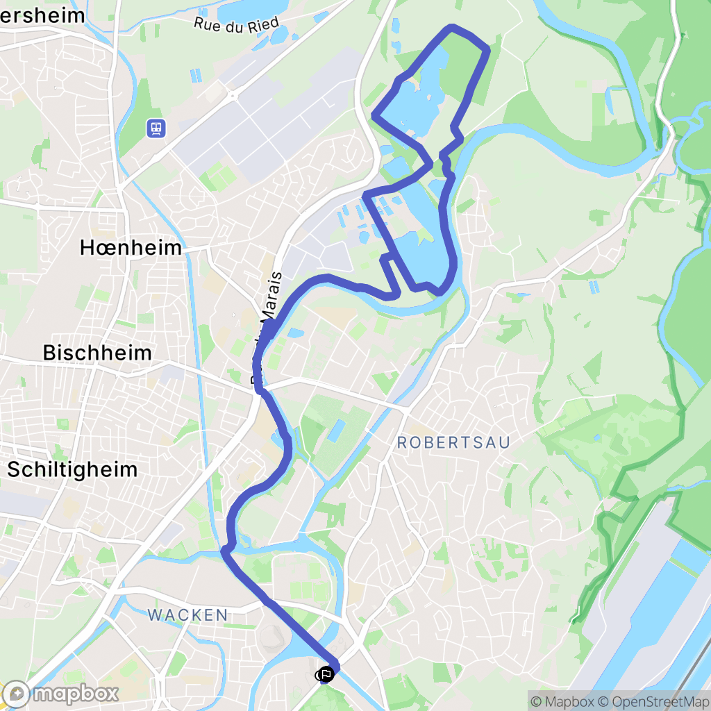 Strasbourg : carte du parcours de randonnée - France