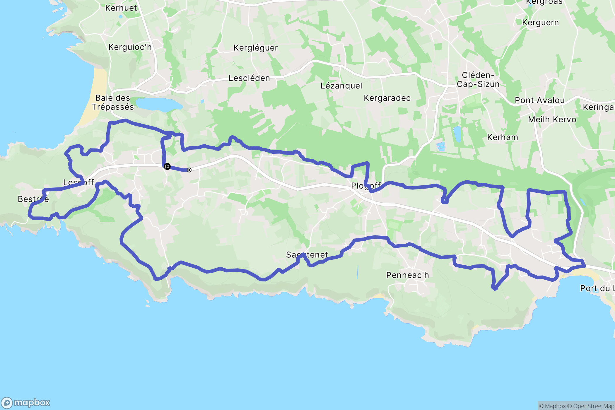 Plogoff : carte du parcours de randonnée - France