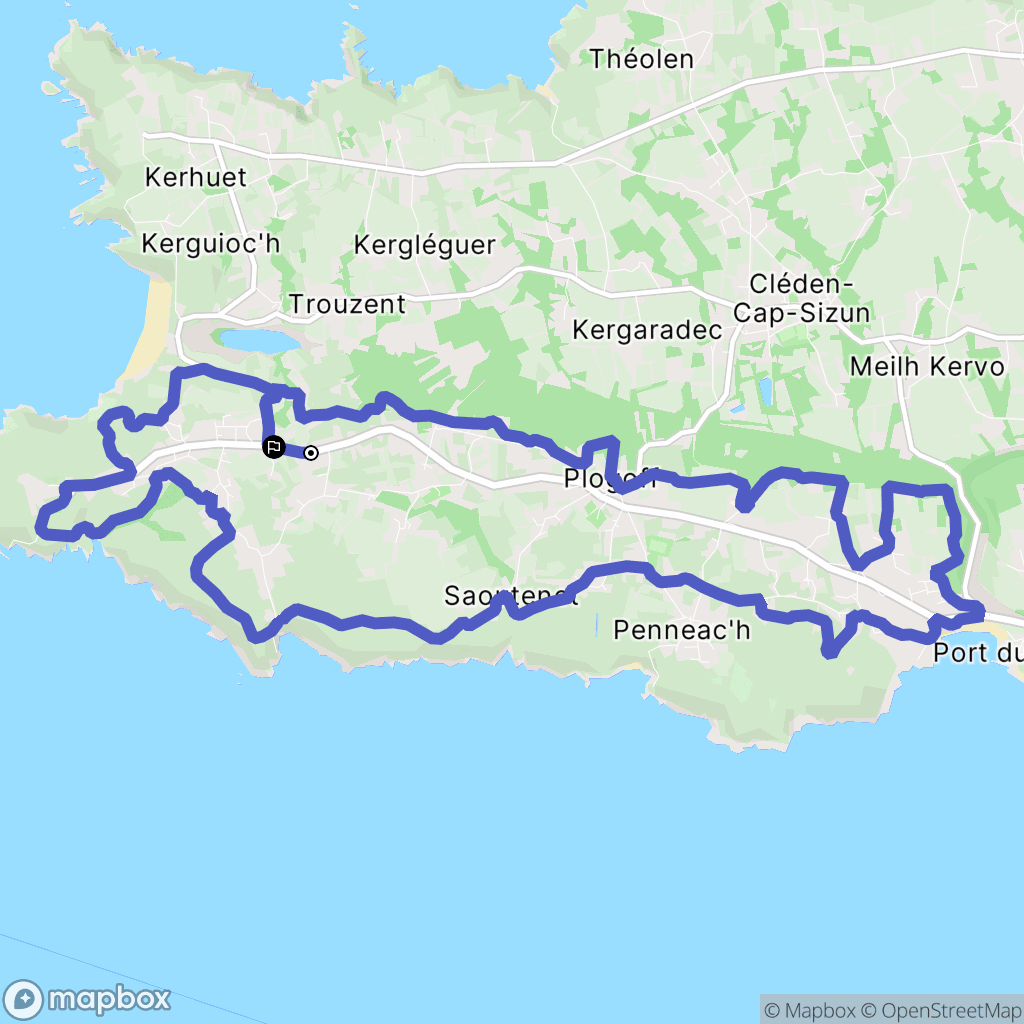 Plogoff : carte du parcours de randonnée - France