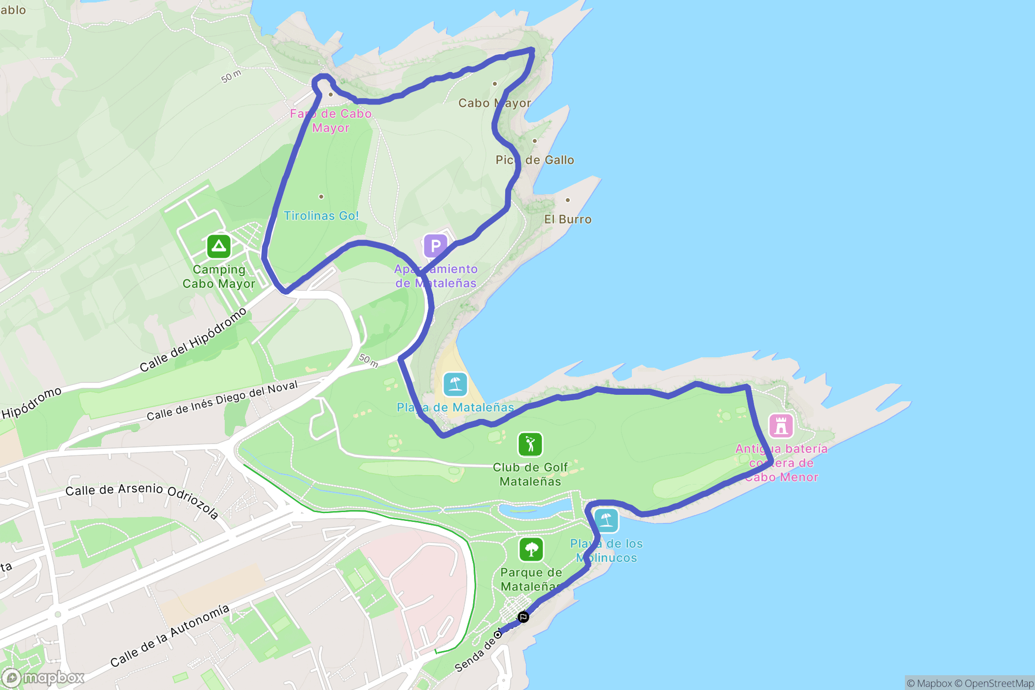 Santander : carte du parcours de randonnée - Spain