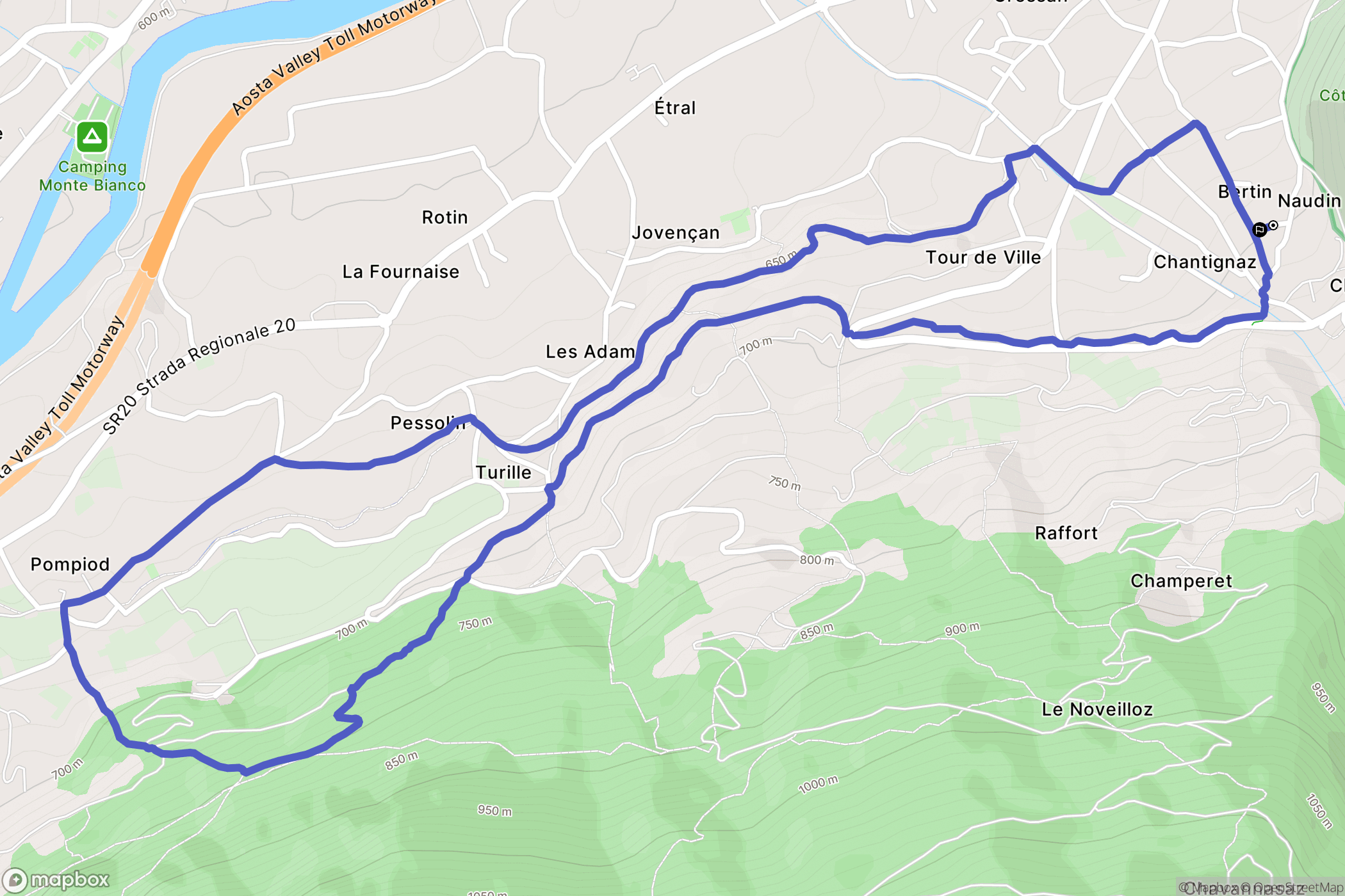 Gressan : carte du parcours de randonnée - Italy