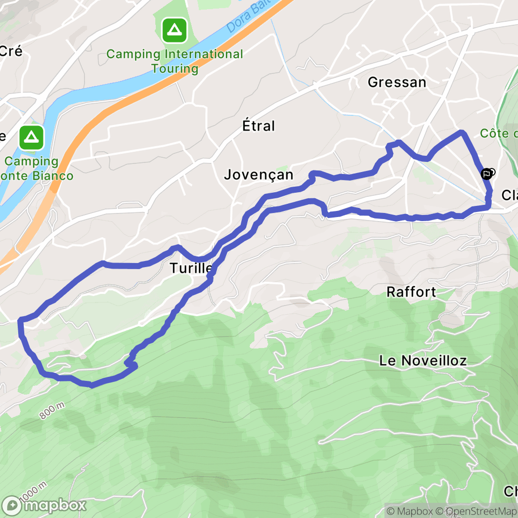 Gressan : carte du parcours de randonnée - Italy
