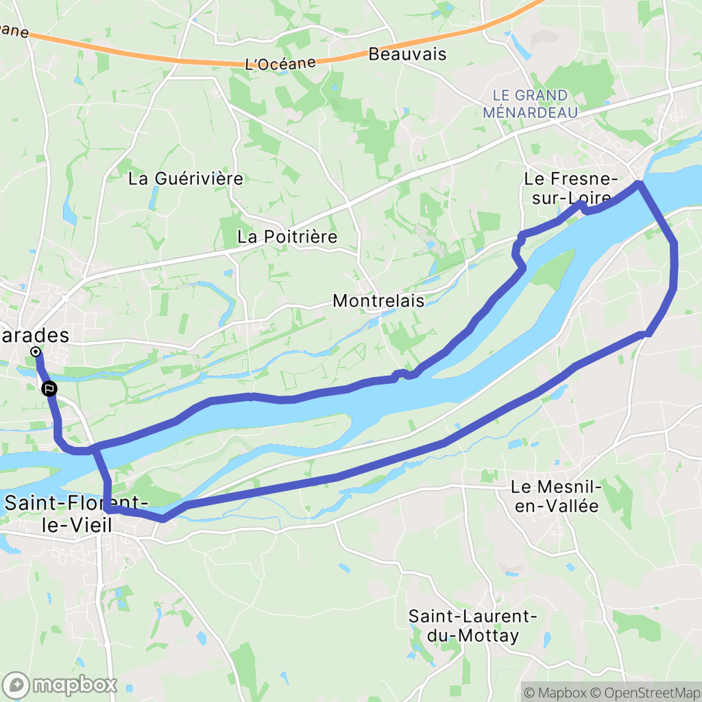 Loireauxence : carte du parcours de randonnée - France
