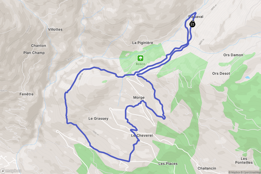 : carte du parcours de randonnée - Italy