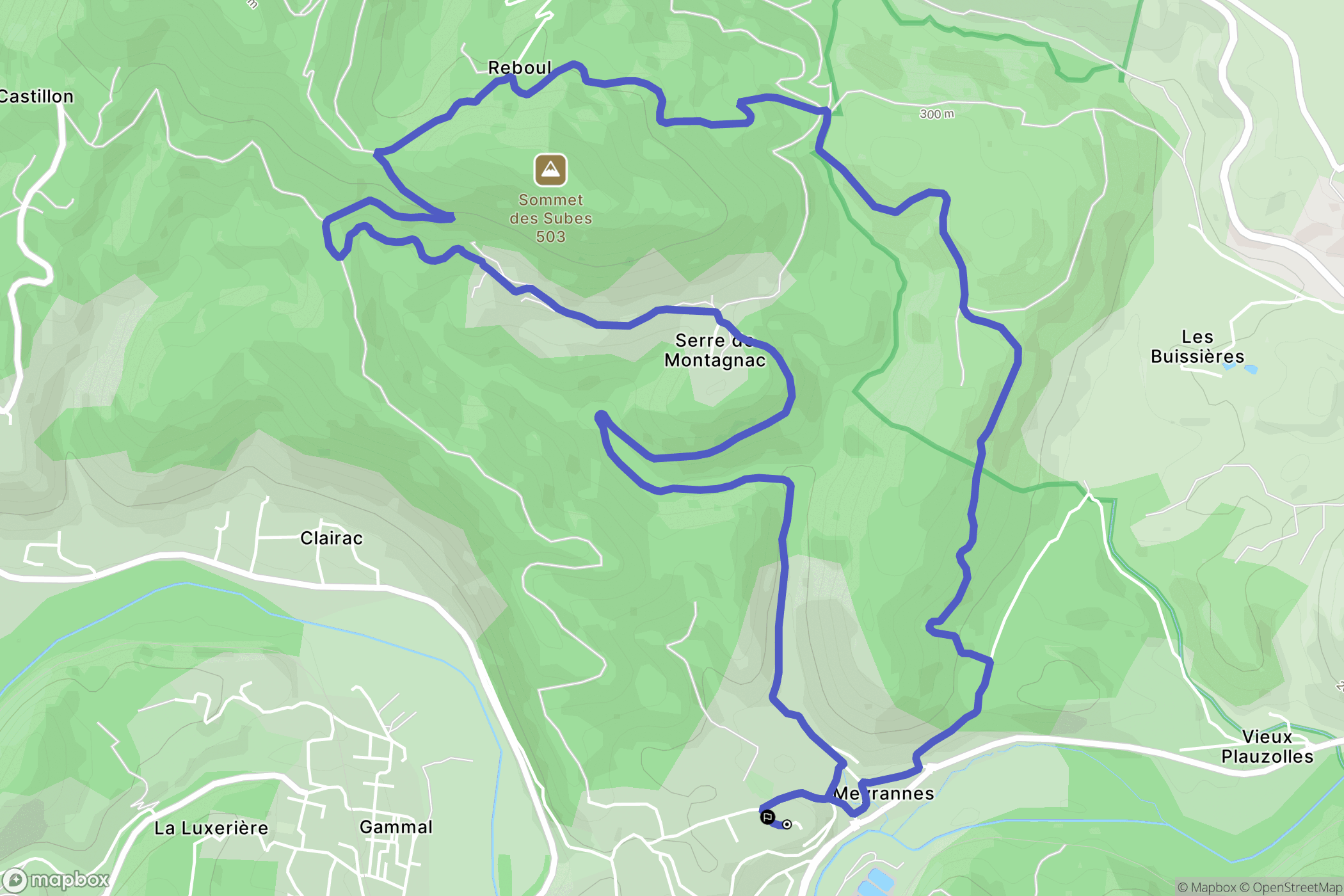 Meyrannes : carte du parcours de randonnée - France