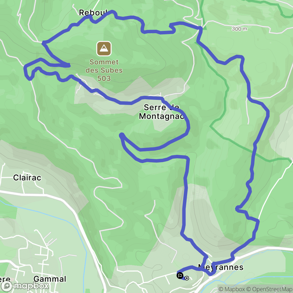 Meyrannes : carte du parcours de randonnée - France