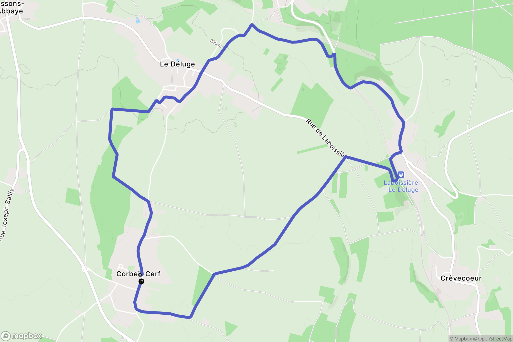 Corbeil-Cerf : carte du parcours de randonnée - France