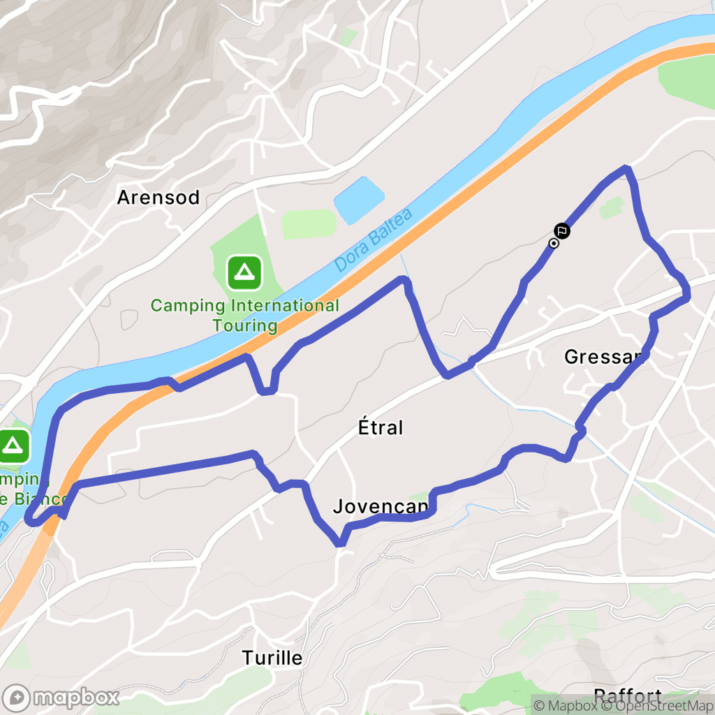 Gressan : carte du parcours de randonnée - Italy