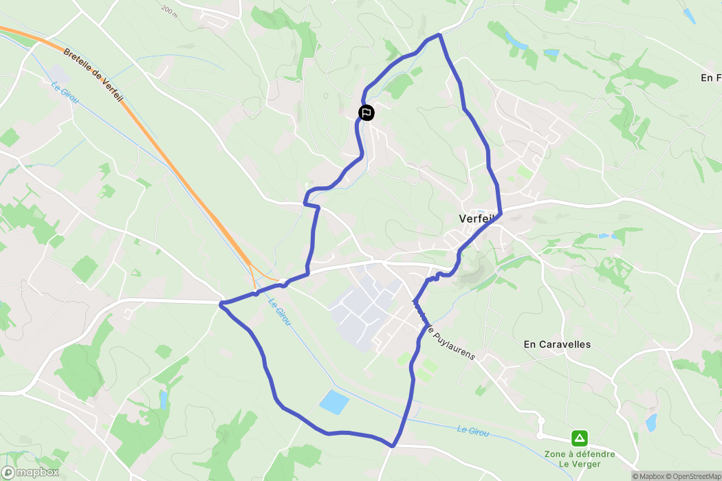 Verfeil : carte du parcours de randonnée - France
