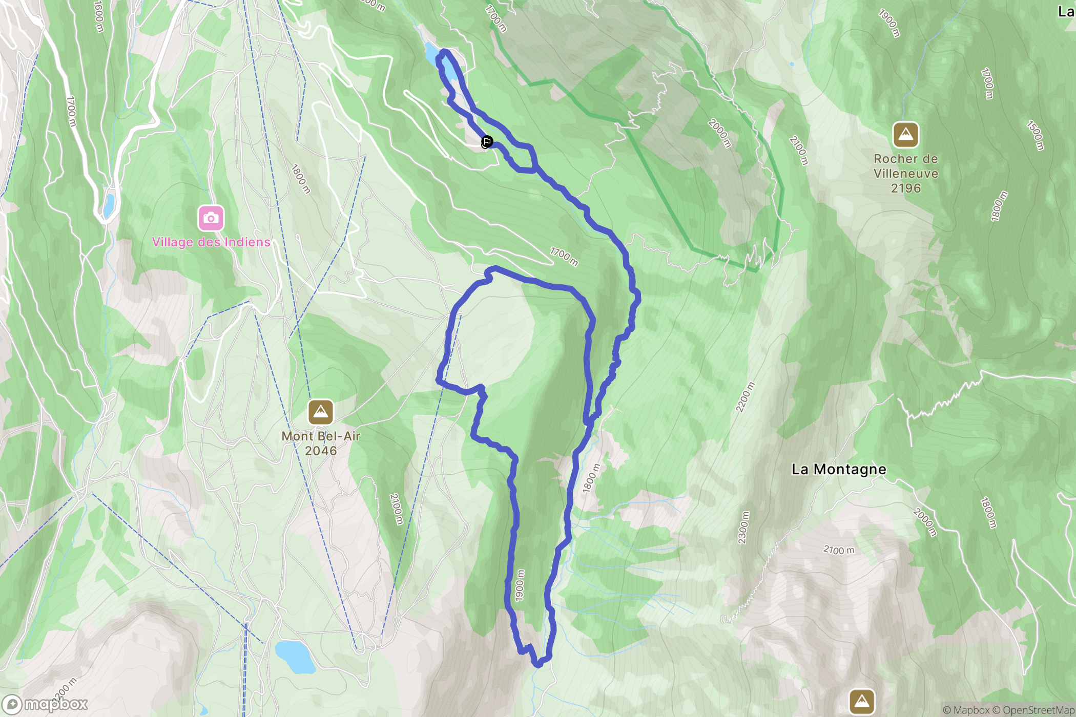 Courchevel : carte du parcours de randonnée - France
