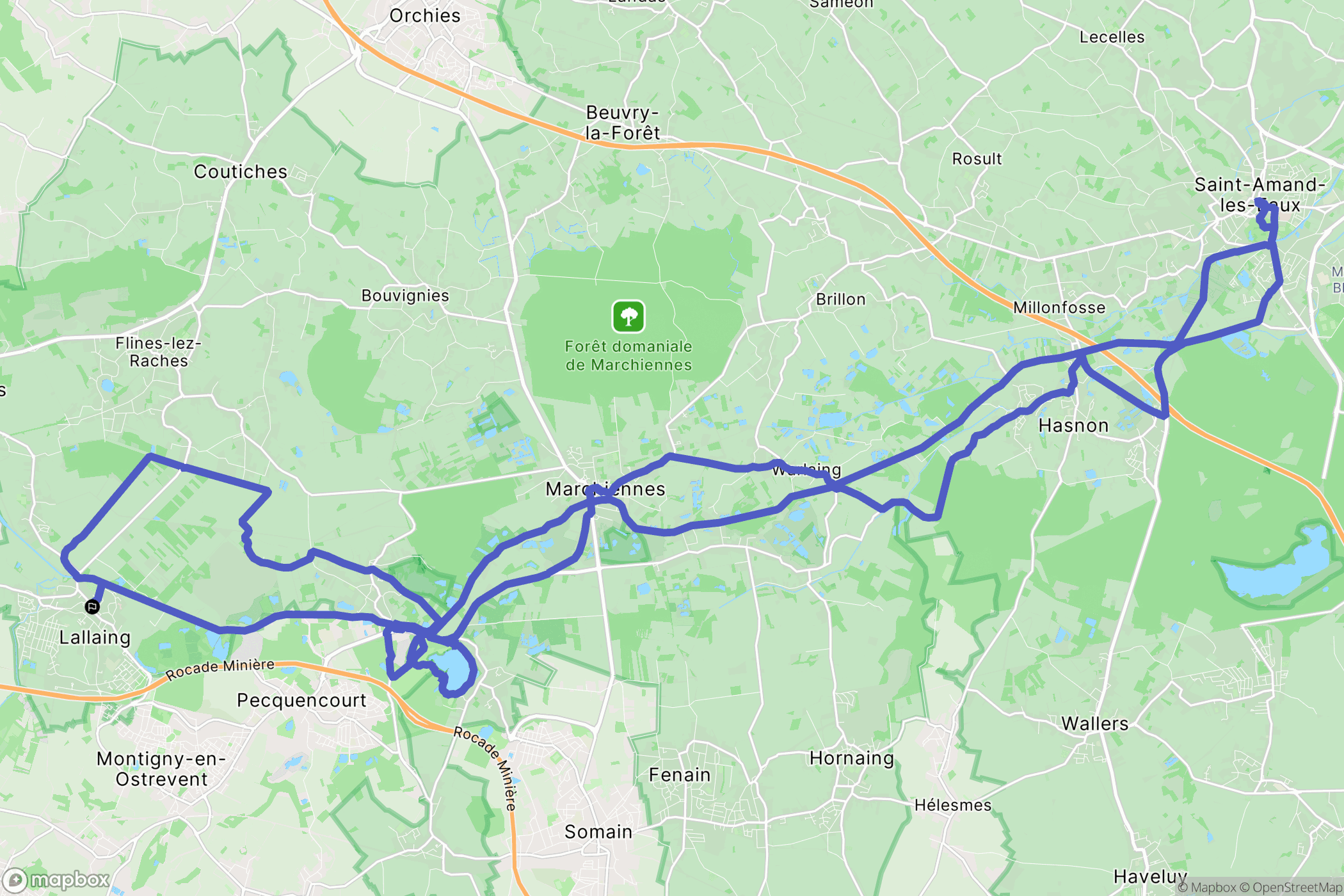Lallaing : carte du parcours de randonnée - France