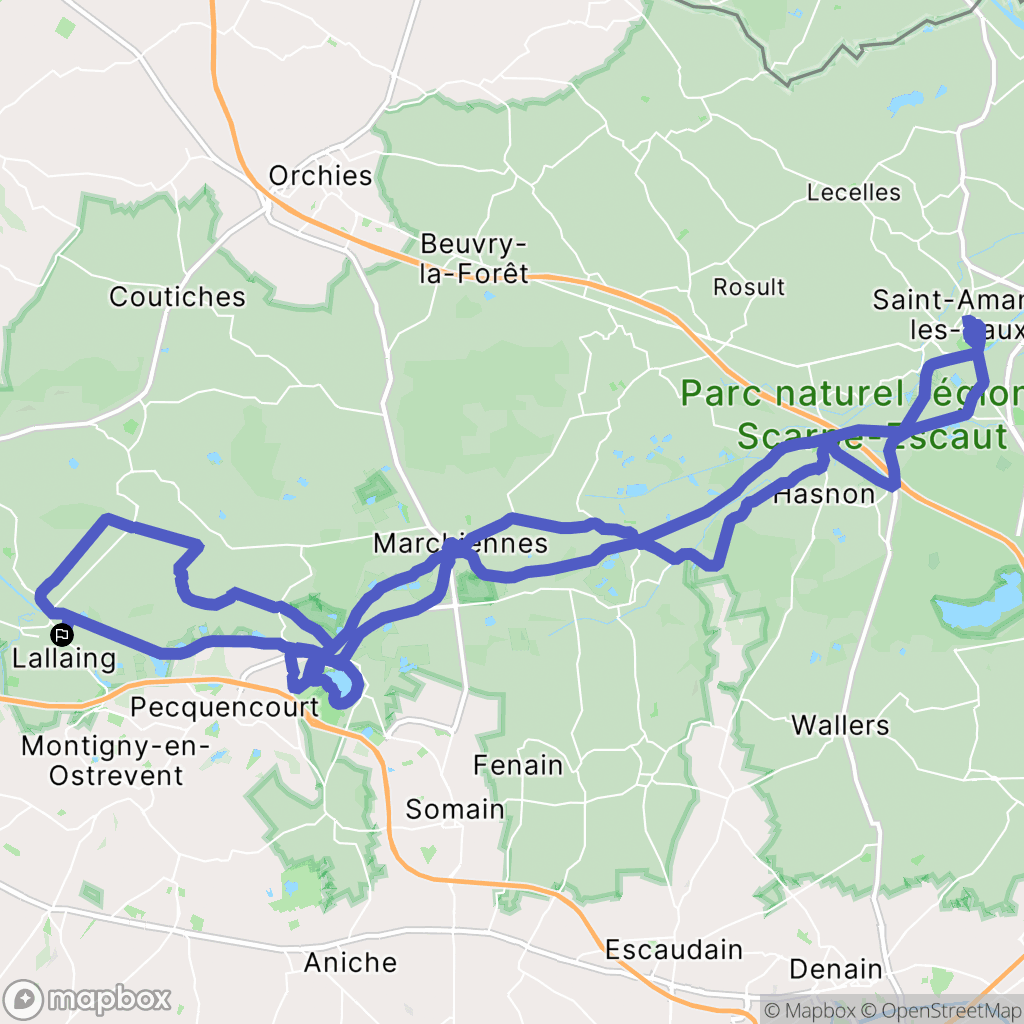 Lallaing : carte du parcours de randonnée - France