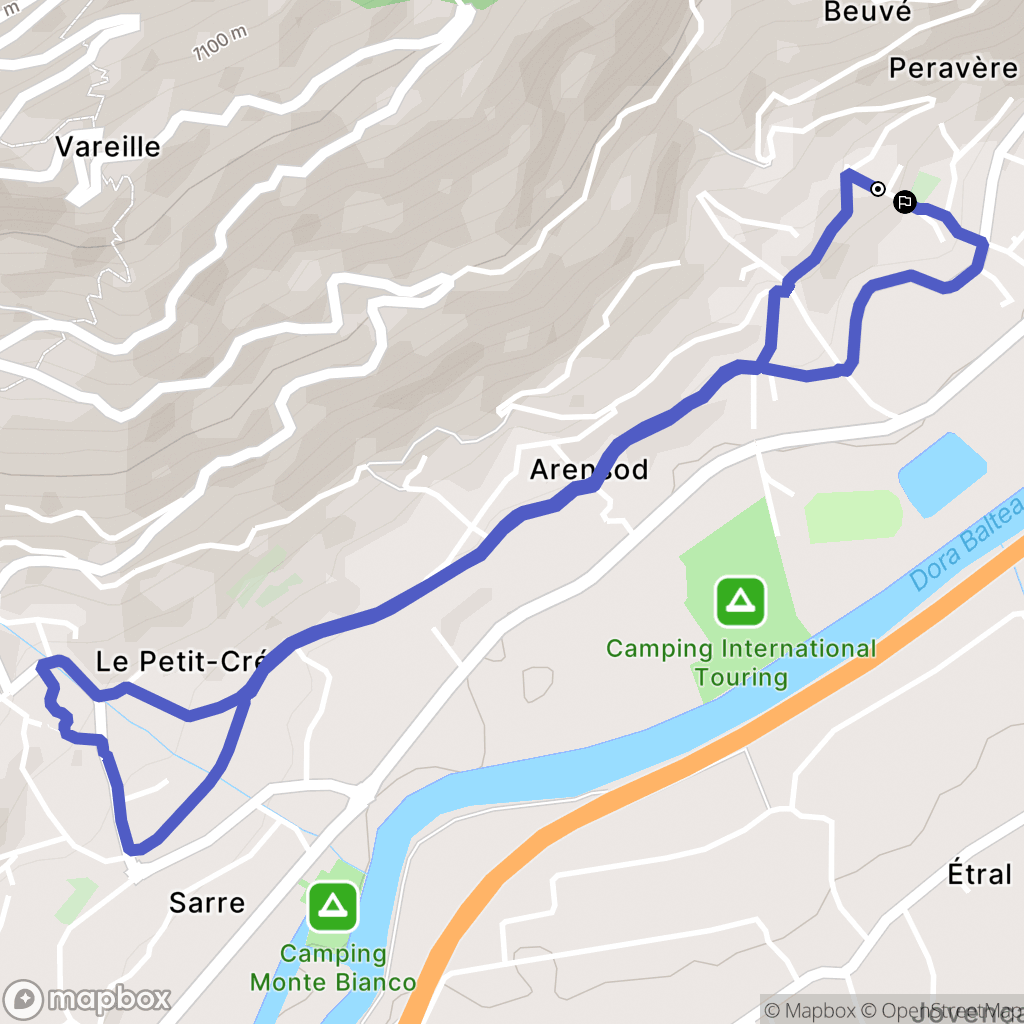 Montan-angelin-arensod : carte du parcours de randonnée - Italy