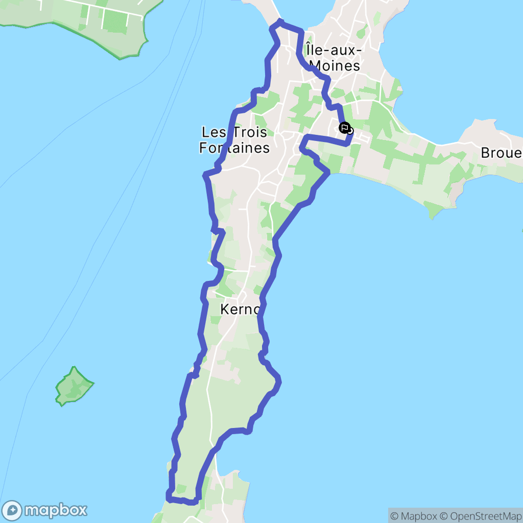 Île-aux-Moines : carte du parcours de randonnée - France