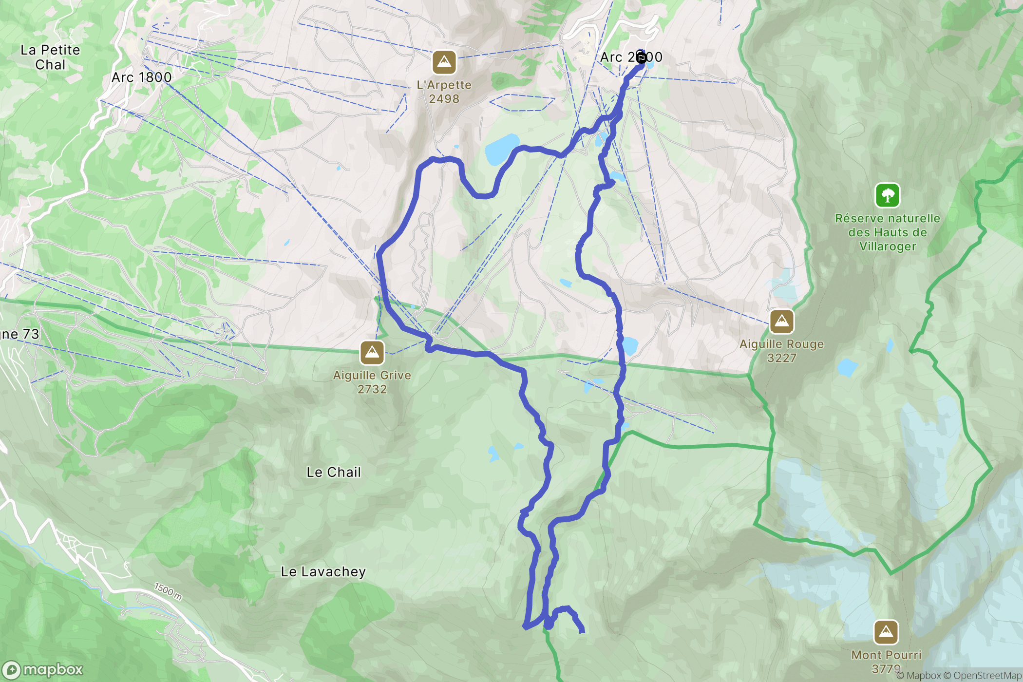 Bourg-Saint-Maurice : carte du parcours de randonnée - France