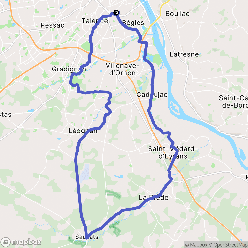 Bordeaux : carte du parcours de randonnée - France