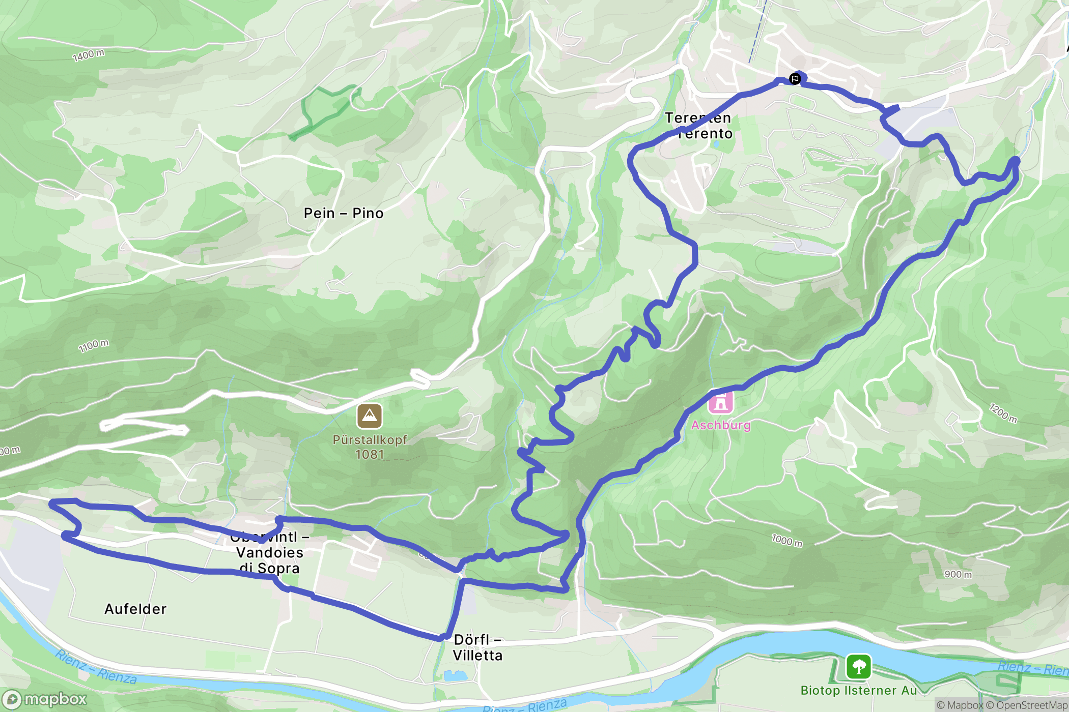 Terento : carte du parcours de randonnée - Italy