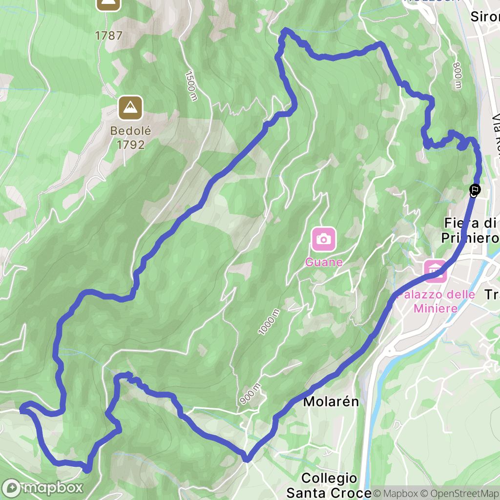 Fiera di Primiero : carte du parcours de randonnée - Italy