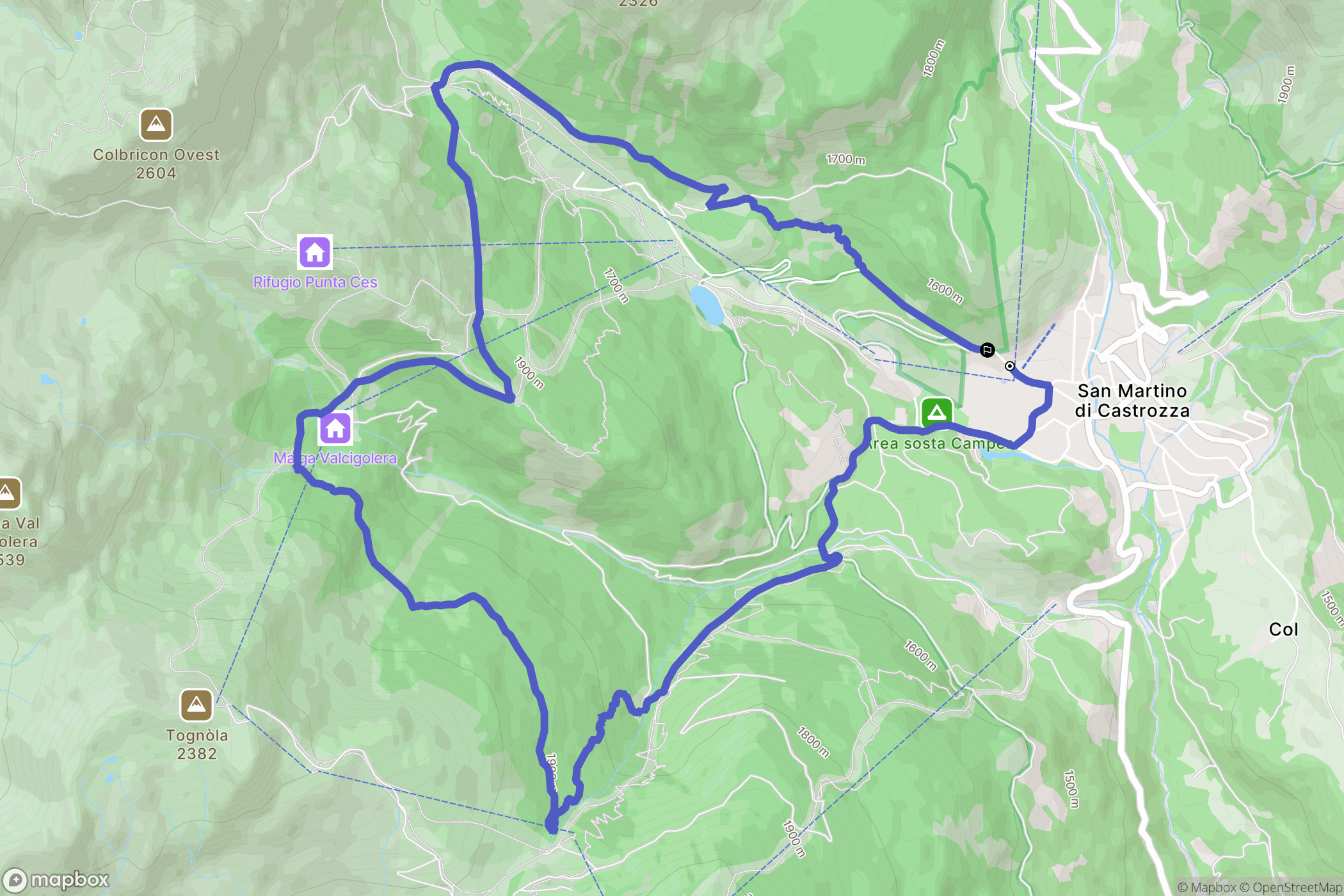 San Martino di Castrozza : carte du parcours de randonnée - Italy