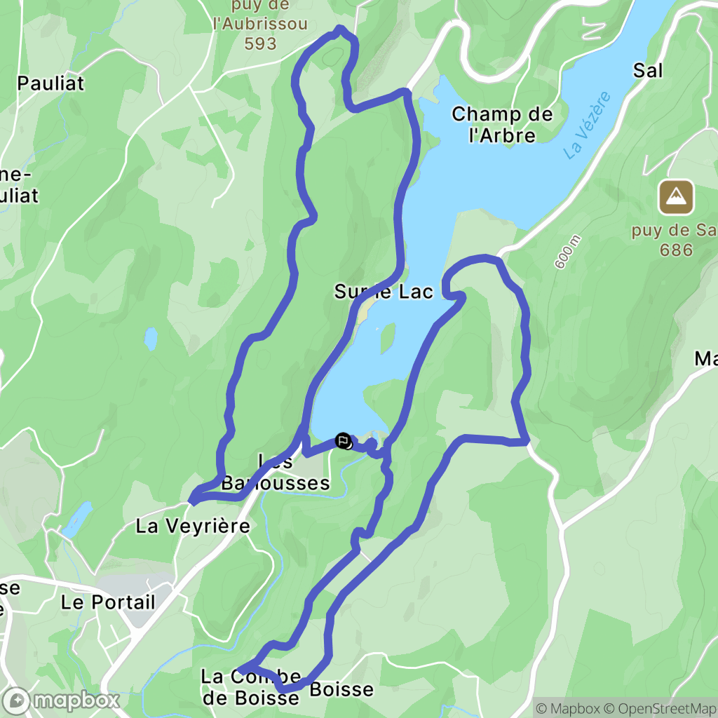 Treignac : carte du parcours de randonnée - France
