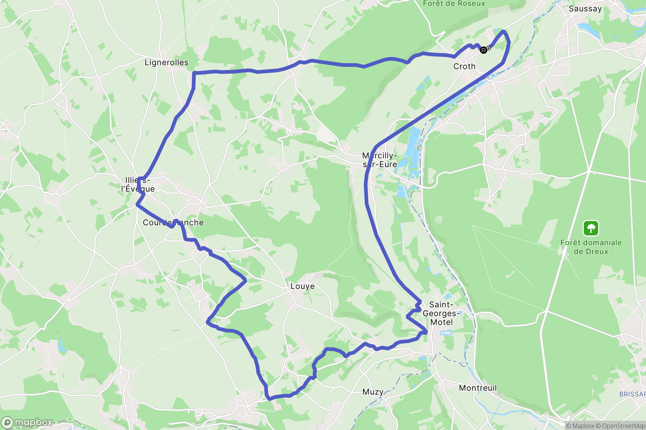 Croth : carte du parcours de randonnée - France
