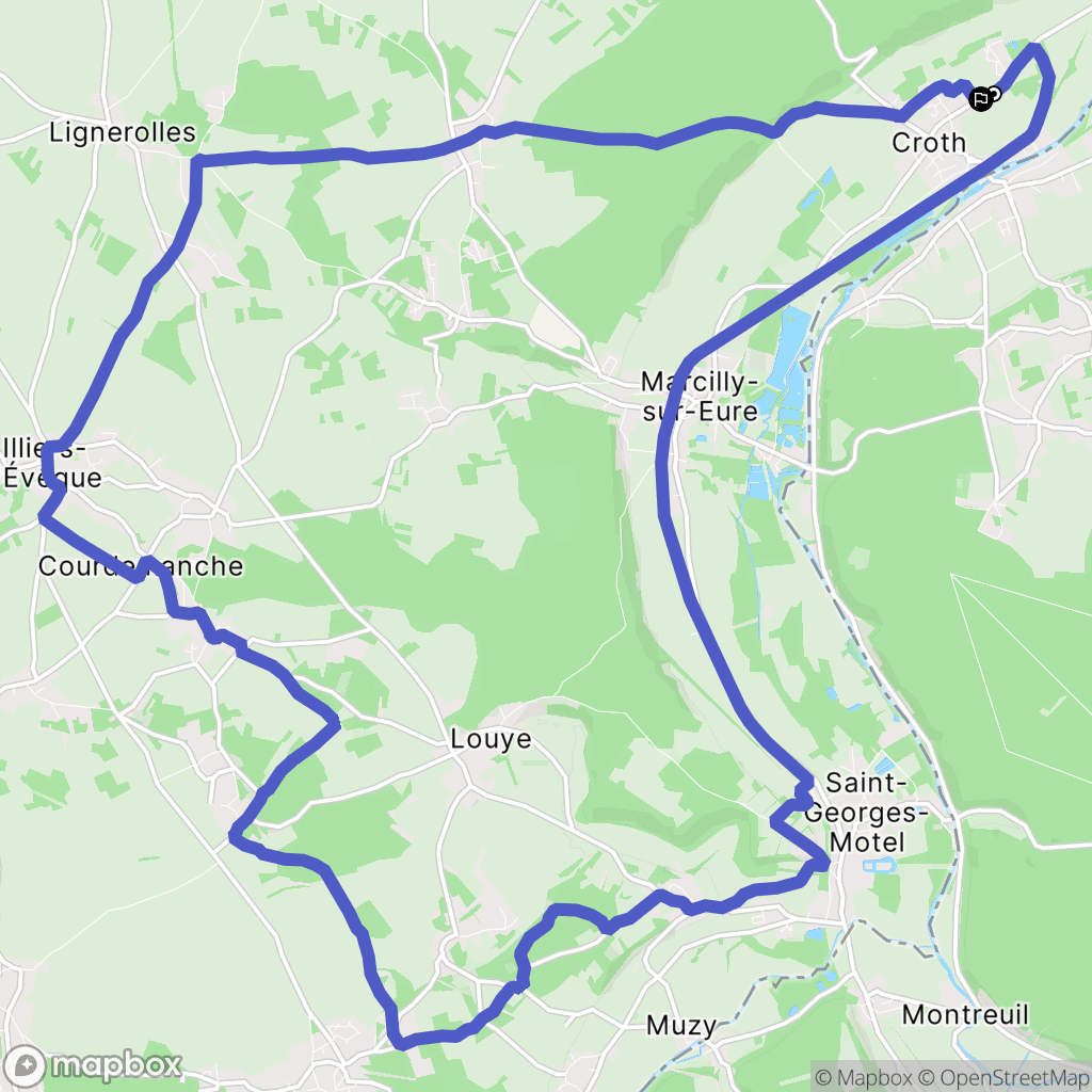 Croth : carte du parcours de randonnée - France