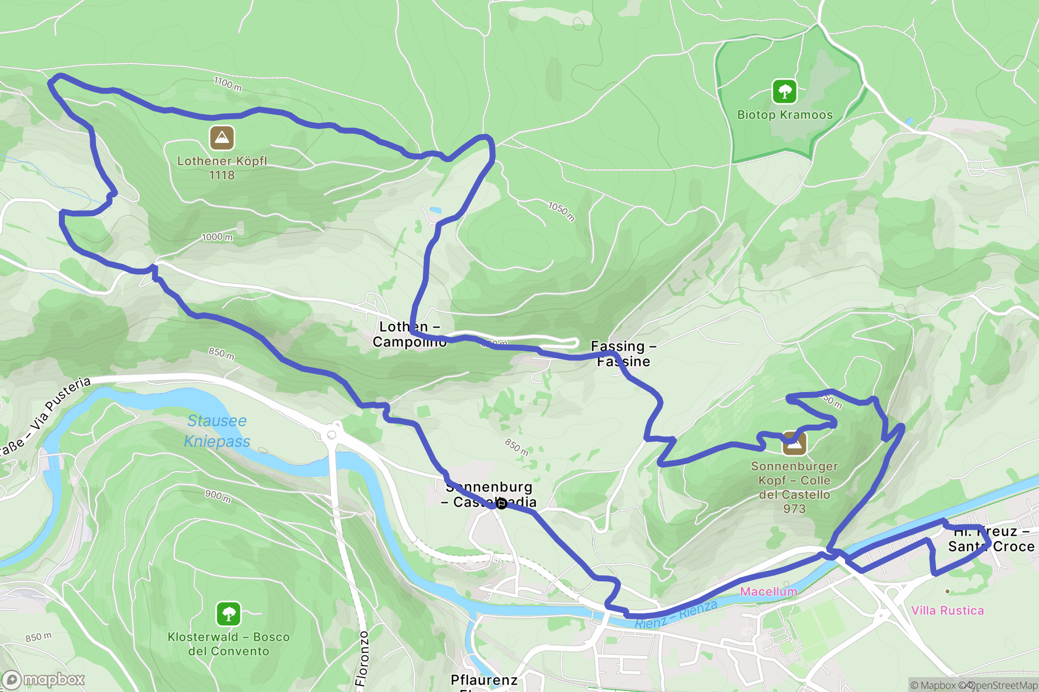 Castelbadia : carte du parcours de randonnée - Italy
