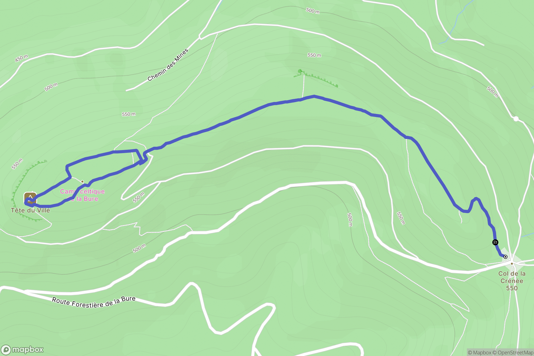 Hurbache : carte du parcours de randonnée - France