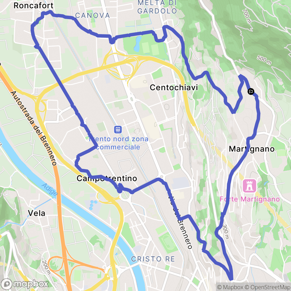 Martignano : carte du parcours de randonnée - Italy