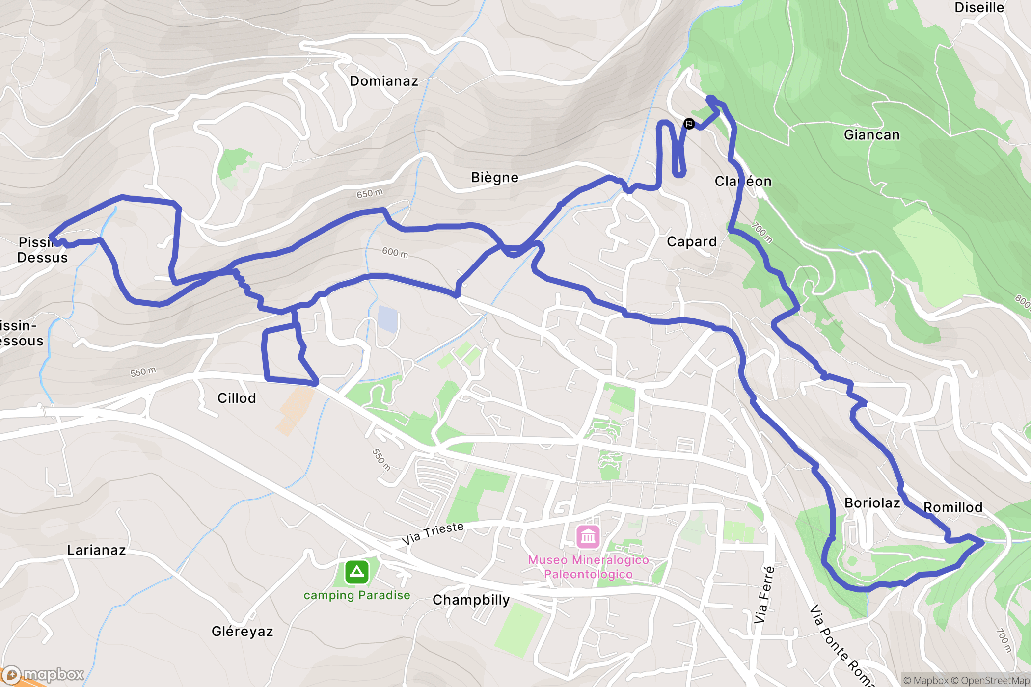 Saint-Vincent : carte du parcours de randonnée - Italy