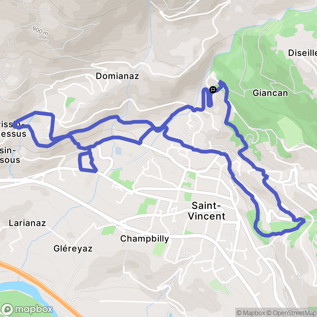 Saint-Vincent : carte du parcours de randonnée - Italy