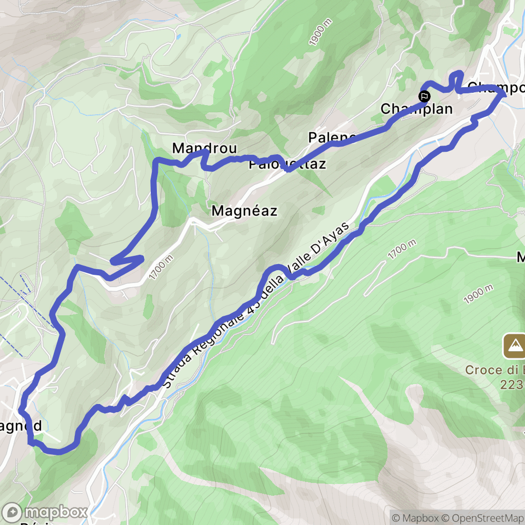 Champoluc : carte du parcours de randonnée - Italy