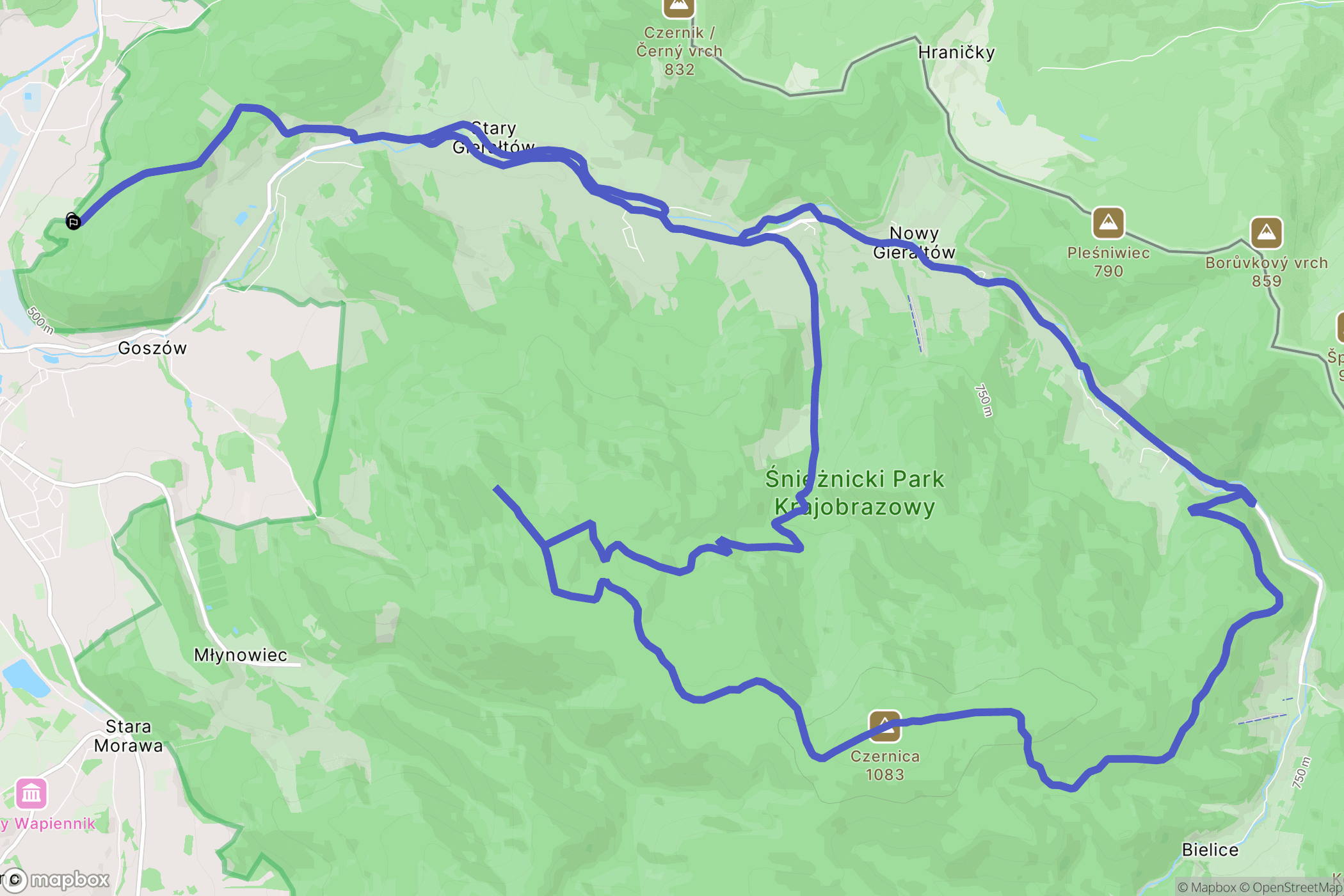 Stronie Śląskie: mapa trasy - Poland