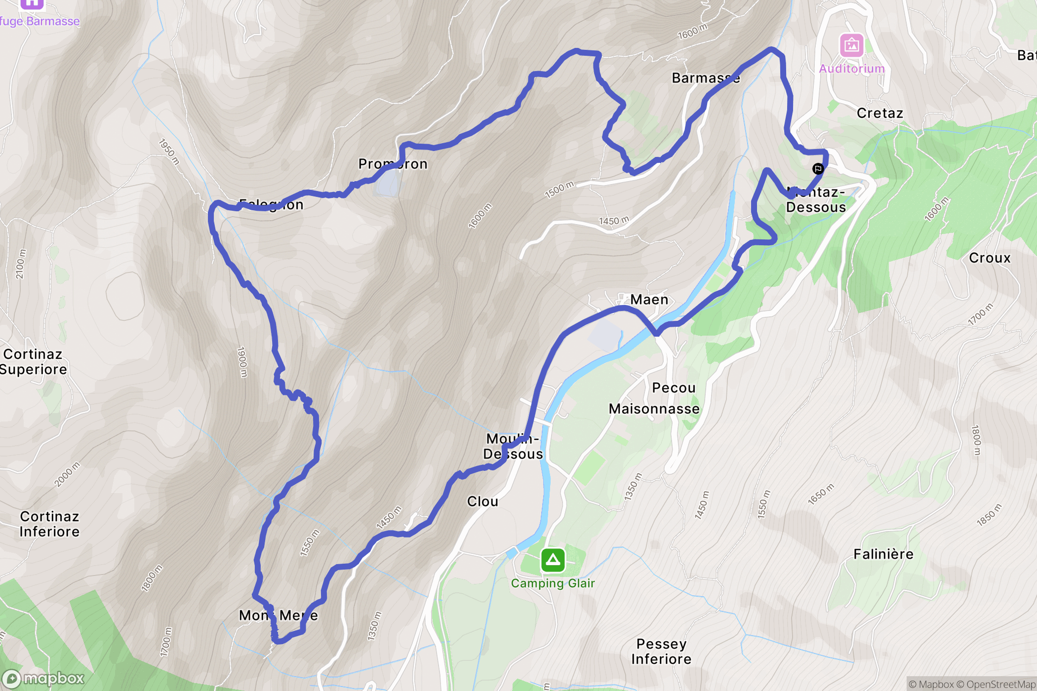 Paquier : carte du parcours de randonnée - Italy
