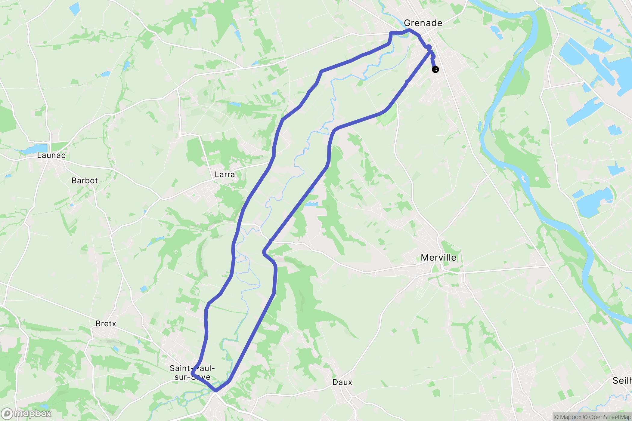 Grenade : carte du parcours de randonnée - France