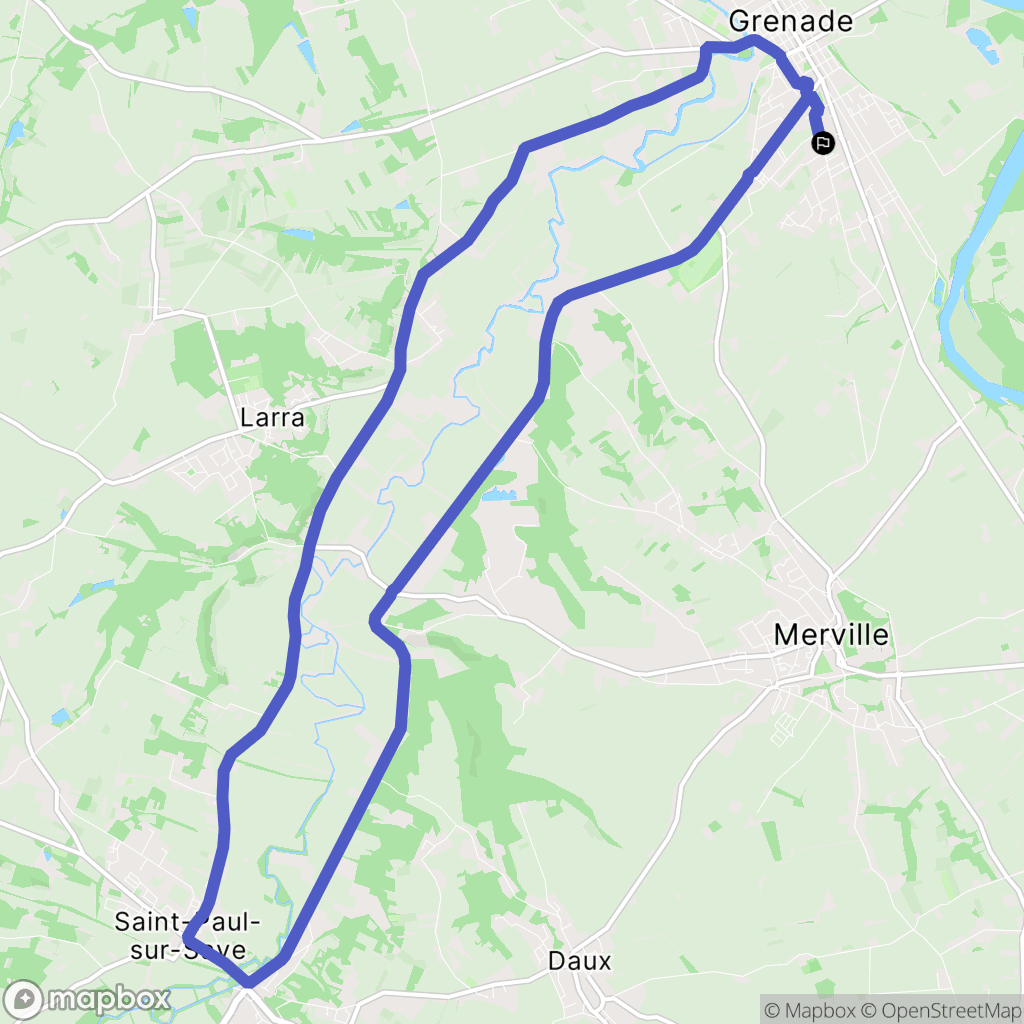 Grenade : carte du parcours de randonnée - France