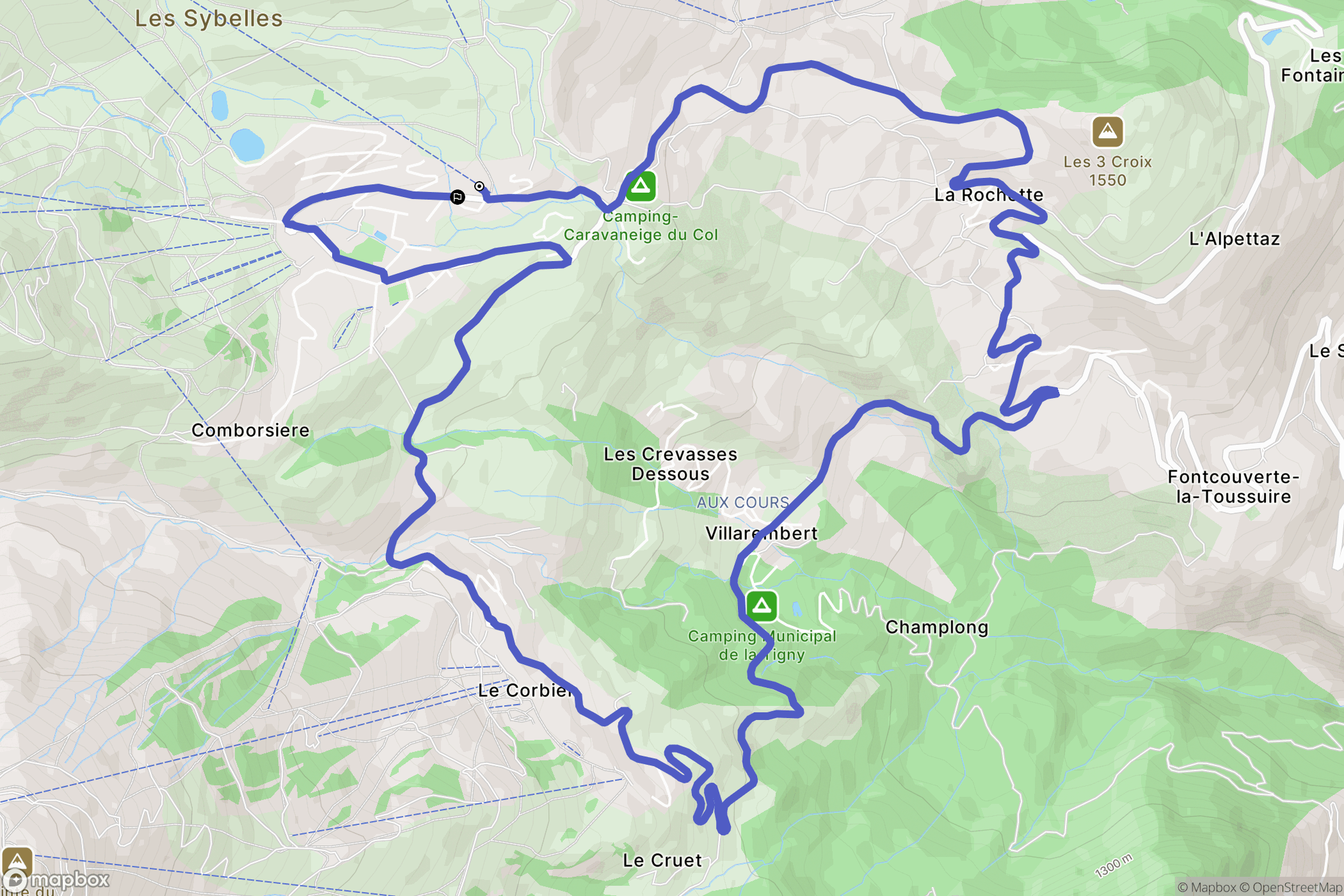 Fontcouverte-la-Toussuire : carte du parcours de randonnée - France