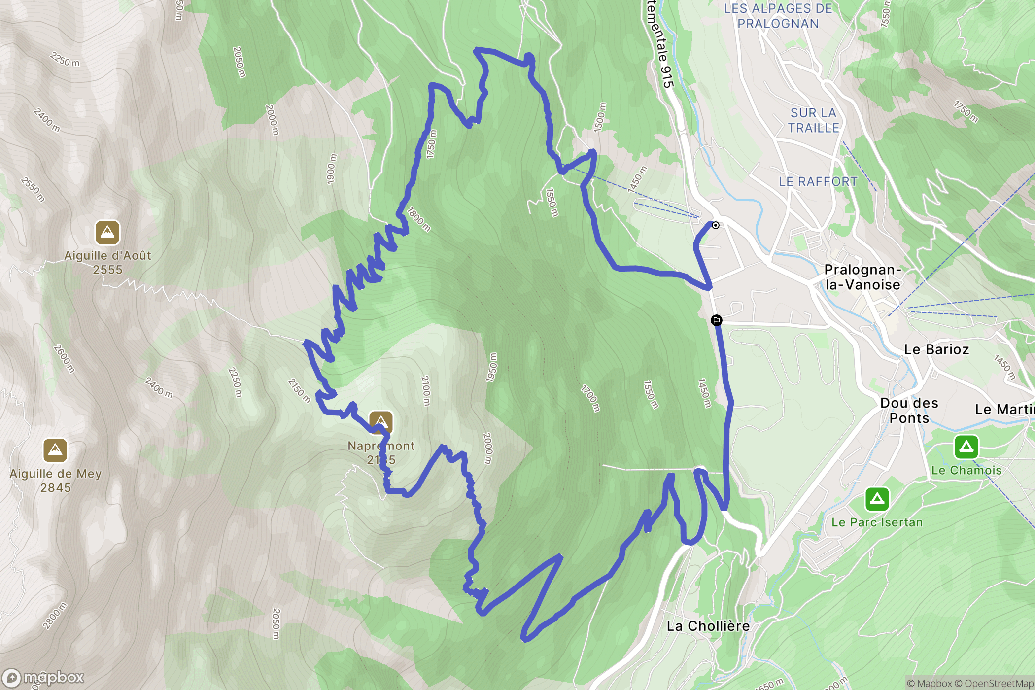 Pralognan-la-Vanoise : carte du parcours de randonnée - France