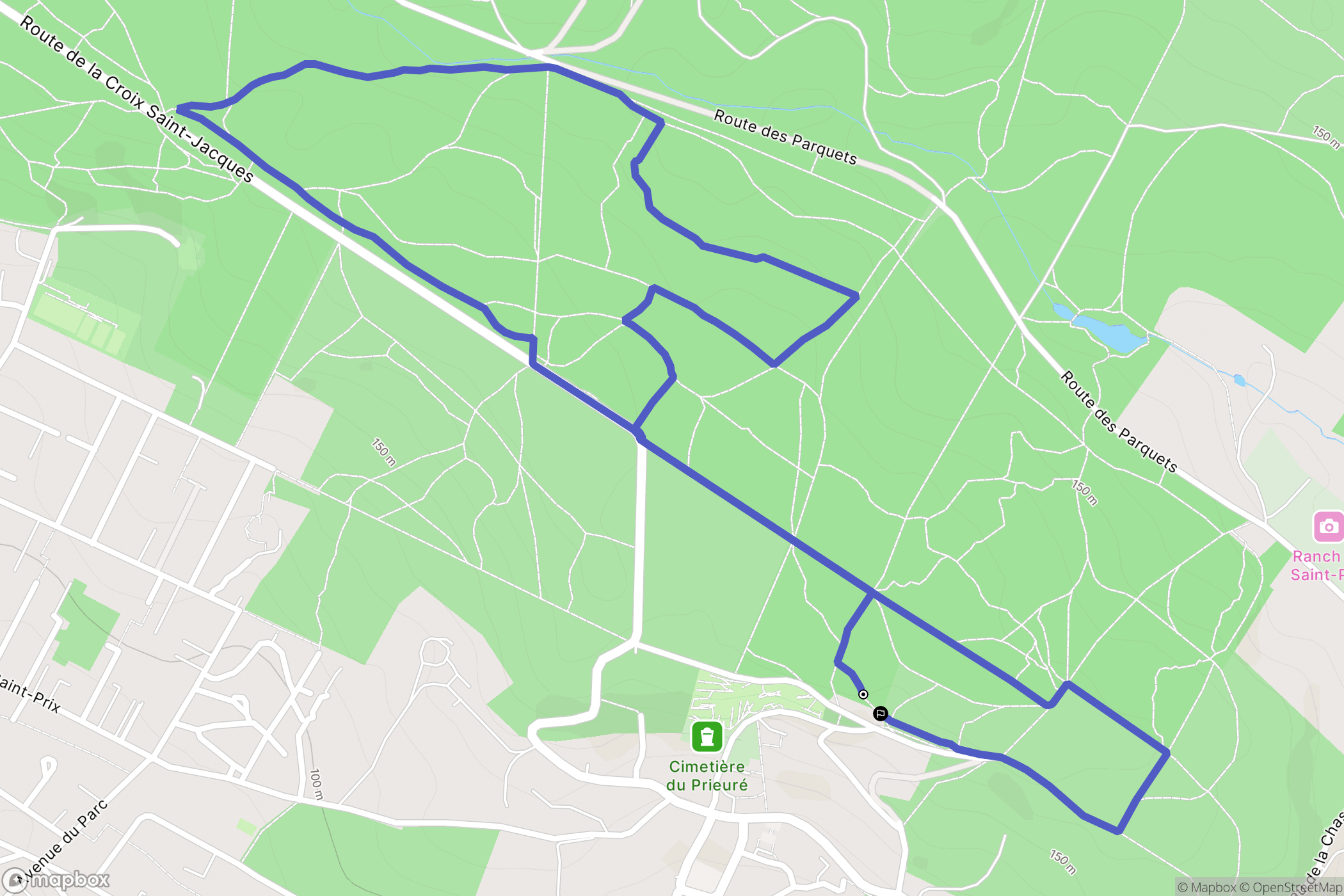 Saint-Prix : carte du parcours de randonnée - France