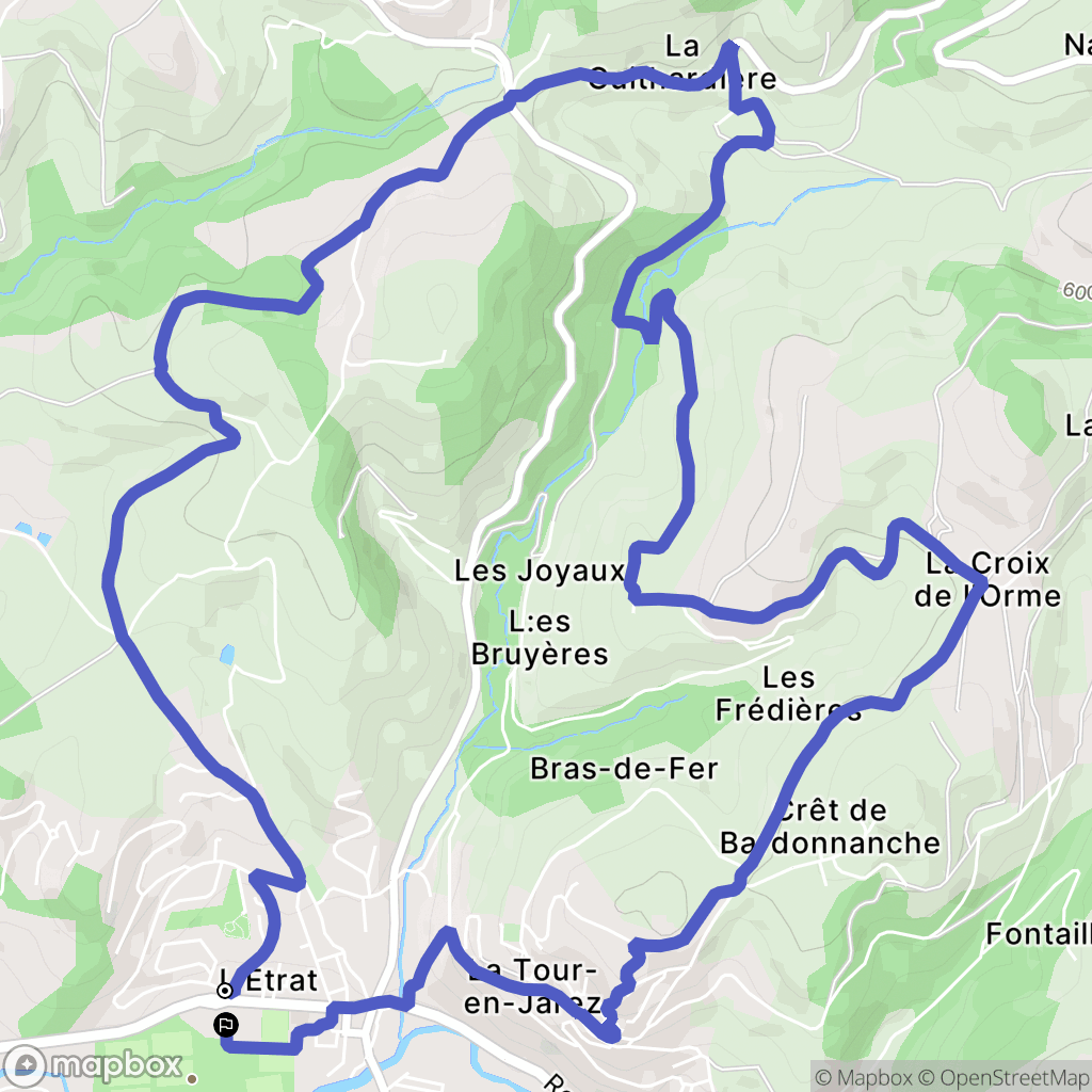L'Étrat : carte du parcours de randonnée - France