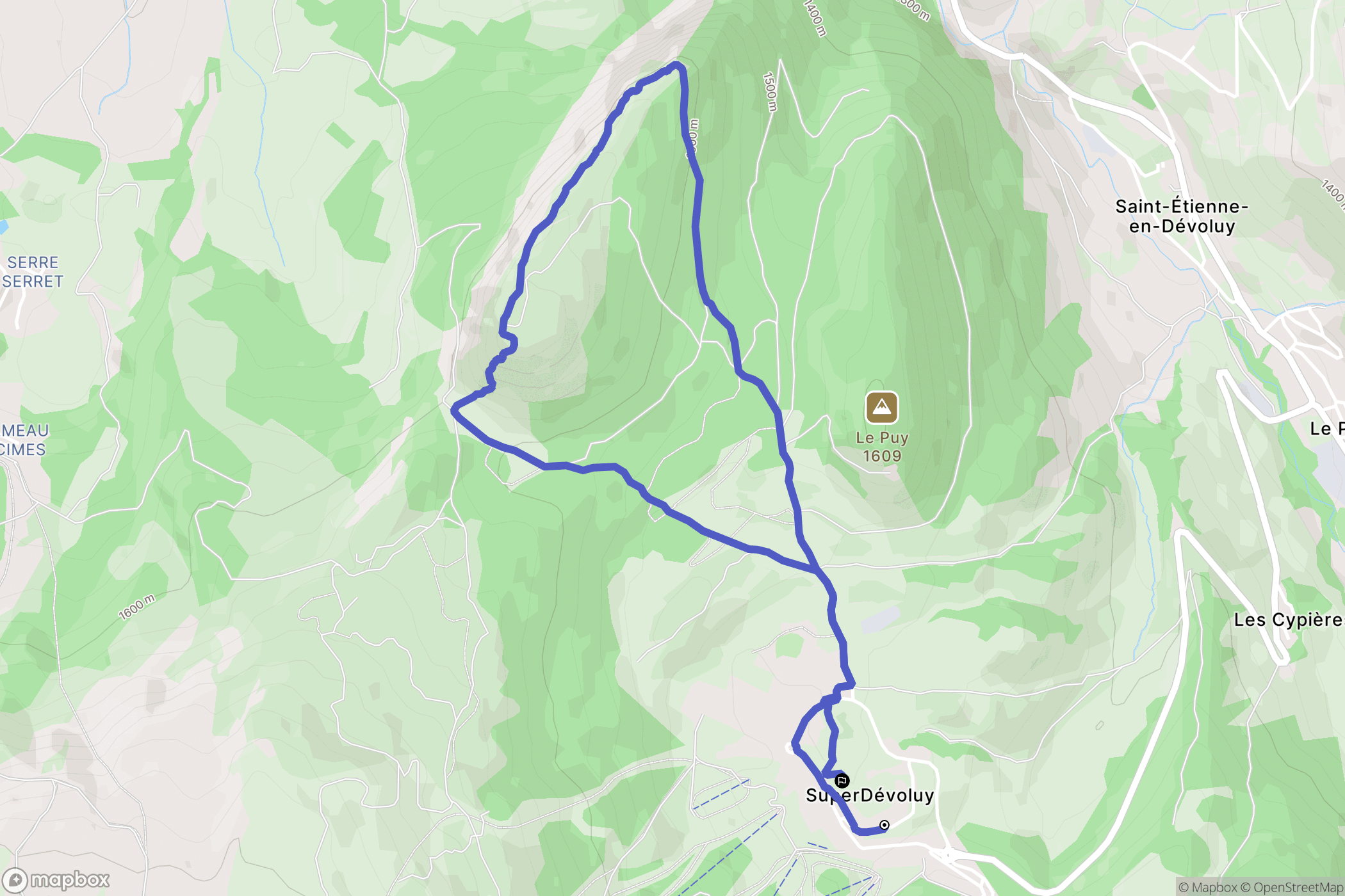 Dévoluy : carte du parcours de randonnée - France