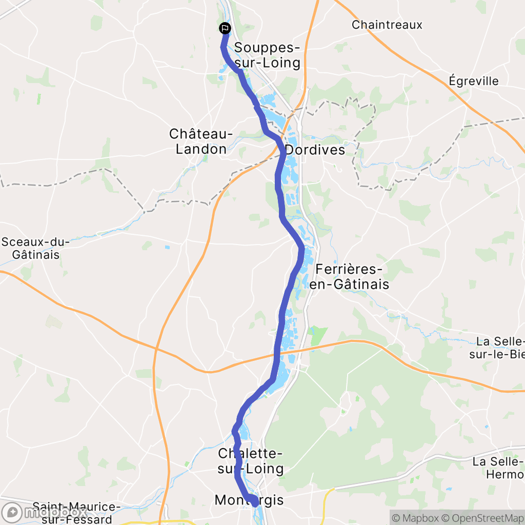 La Madeleine-sur-Loing : carte du parcours de randonnée - France