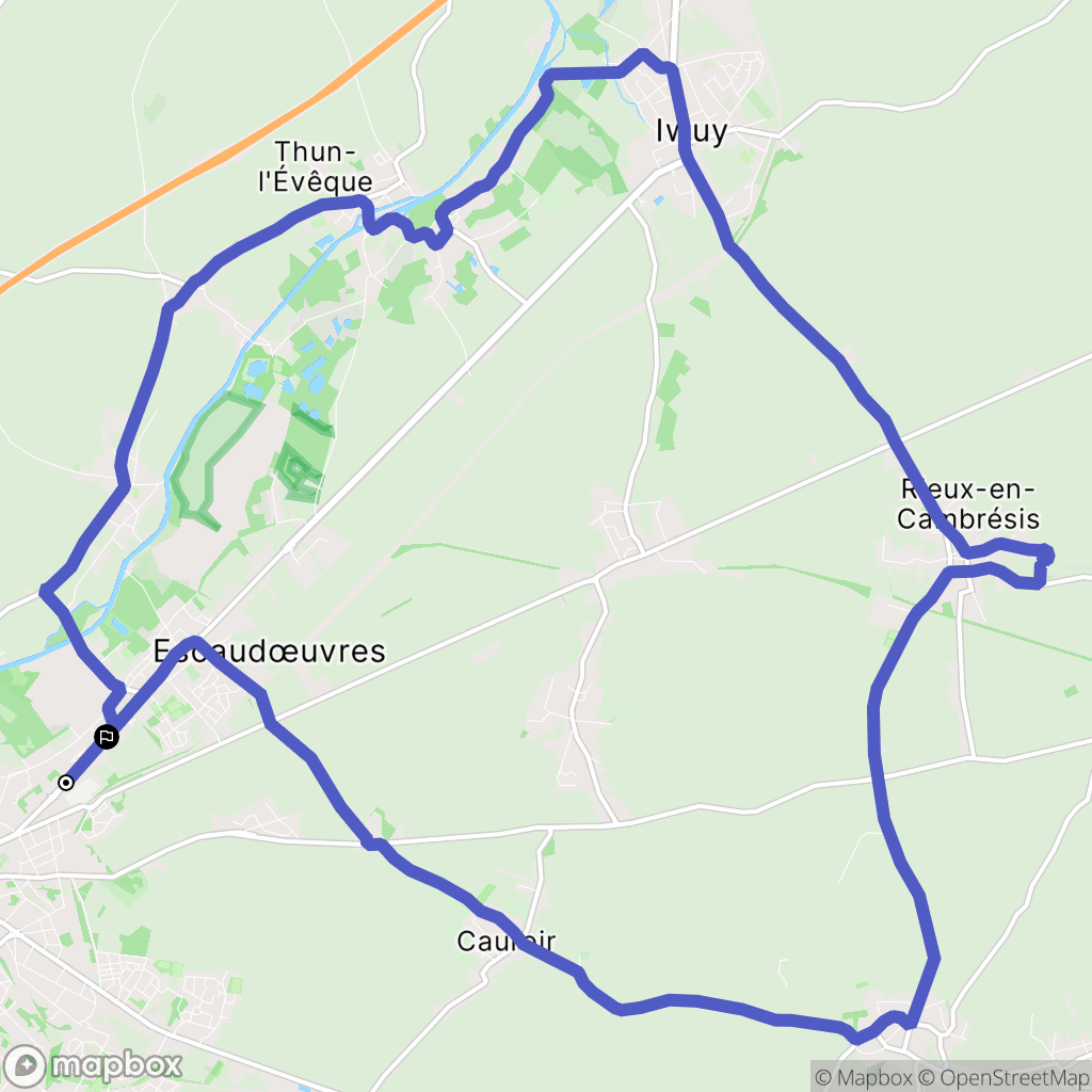 Escaudœuvres : carte du parcours de randonnée - France