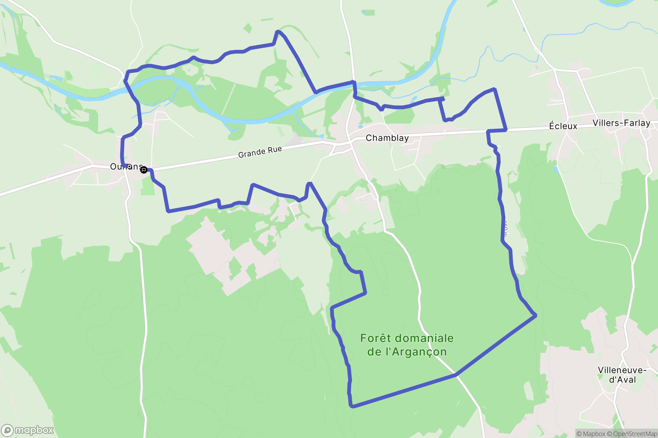 Ounans : carte du parcours de randonnée - France