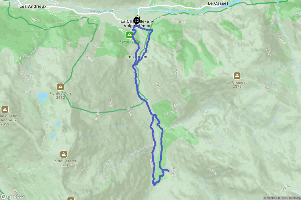 La Chapelle-en-Valgaudémar : carte du parcours de randonnée - France