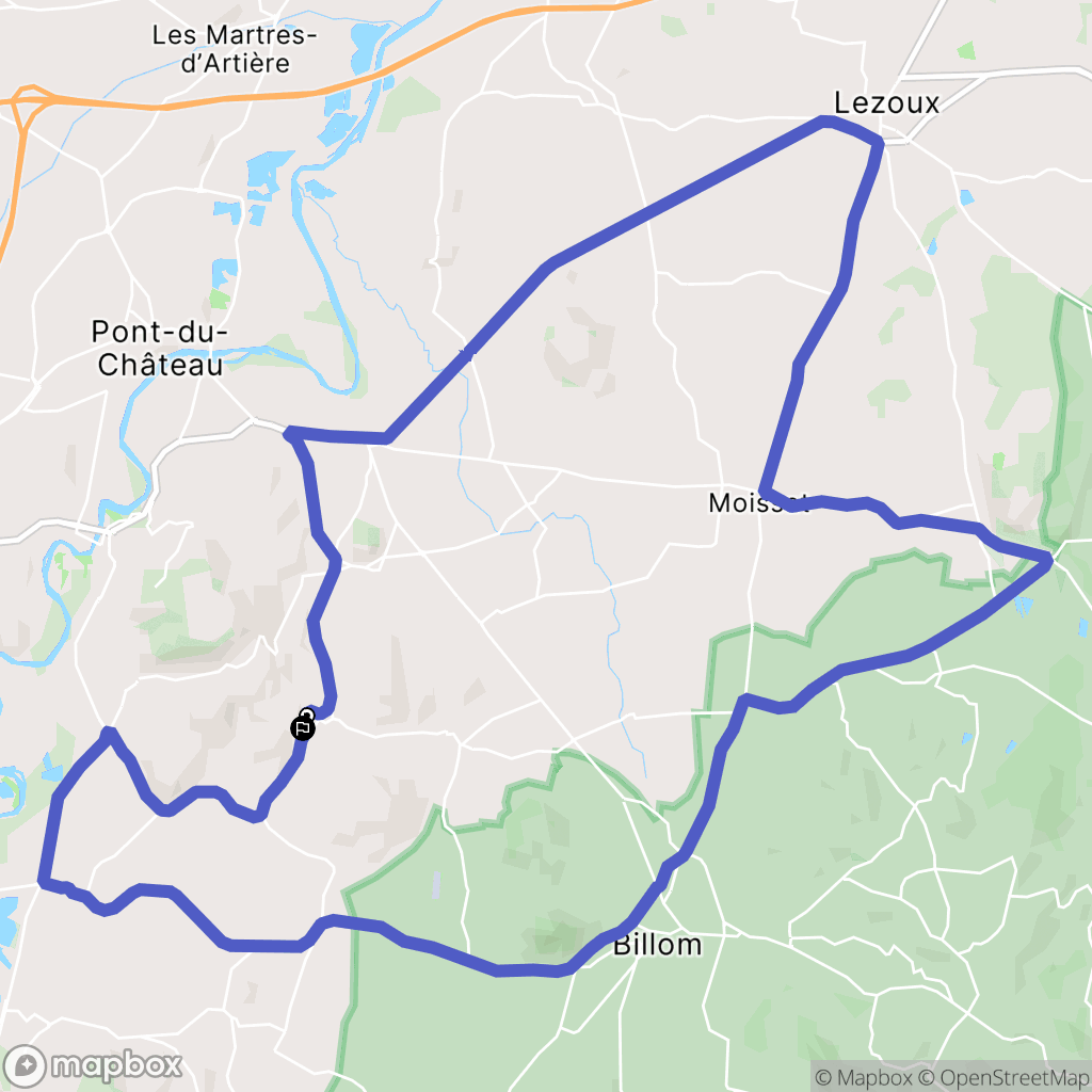Chauriat : carte du parcours de randonnée - France