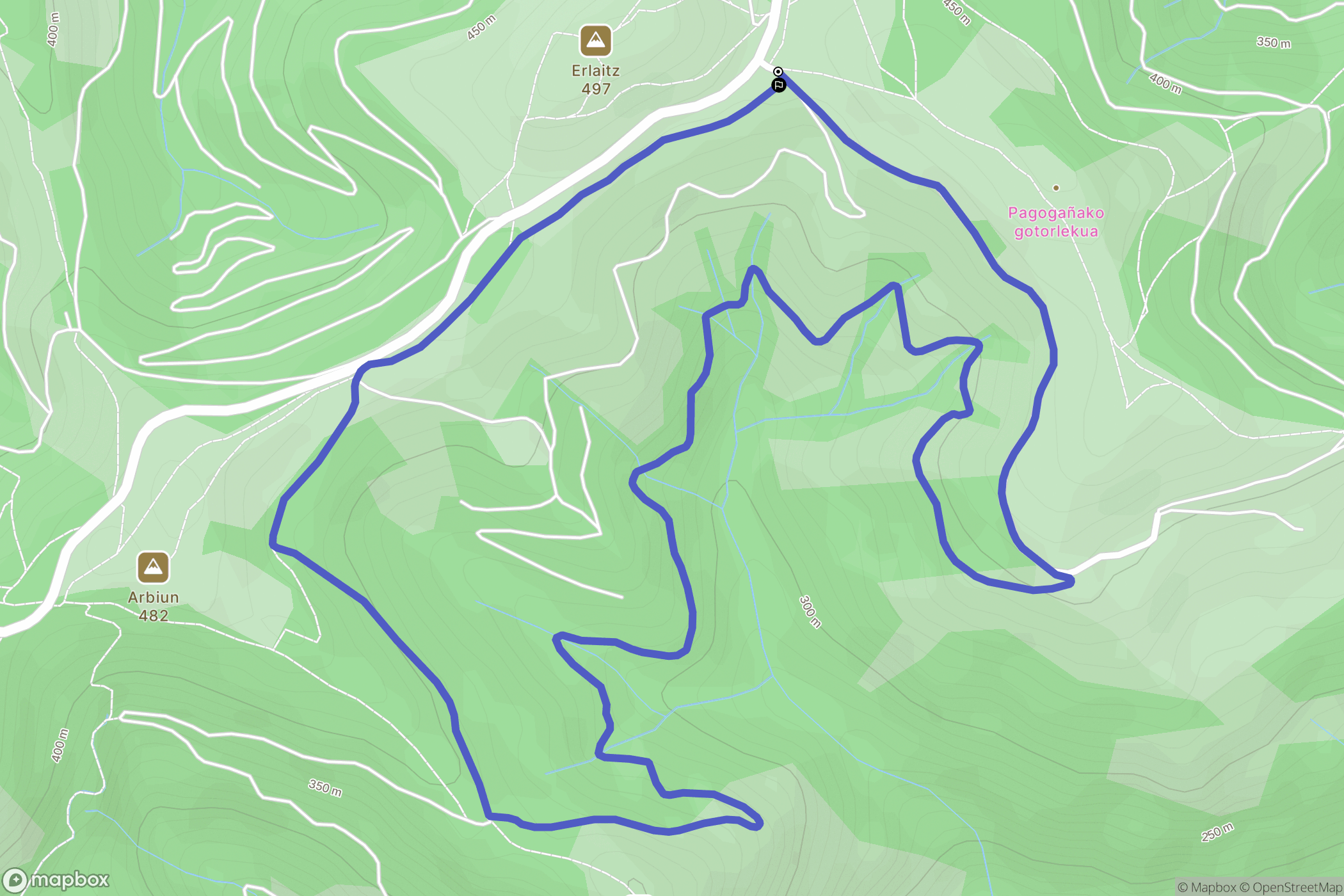 Endarlatsa : carte du parcours de randonnée - Spain
