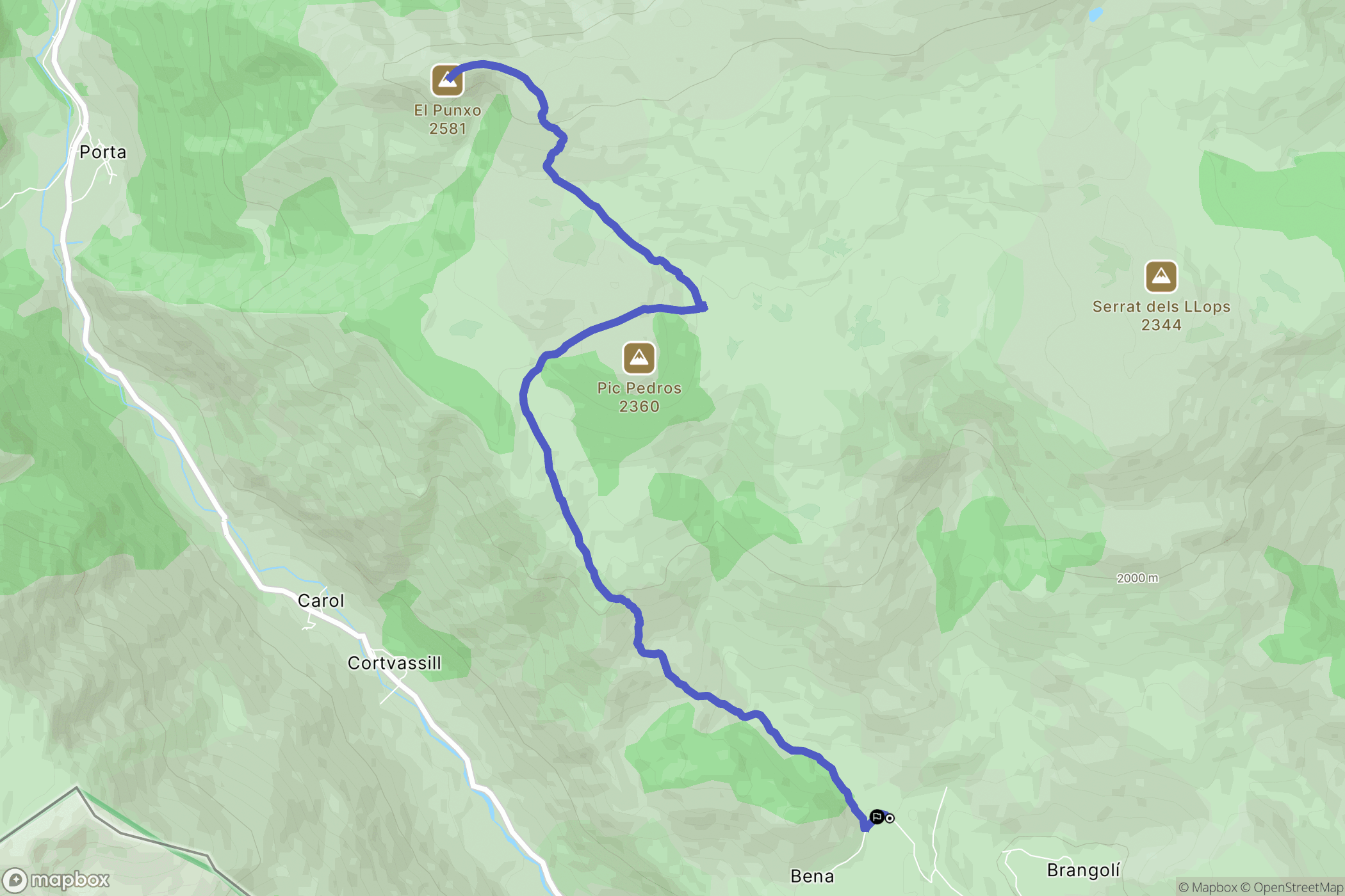 Enveitg : carte du parcours de randonnée - France
