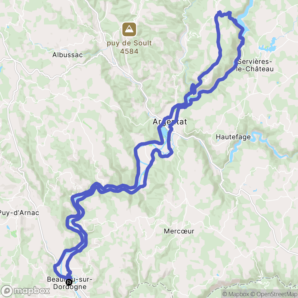 Beaulieu-sur-Dordogne : carte du parcours de randonnée - France