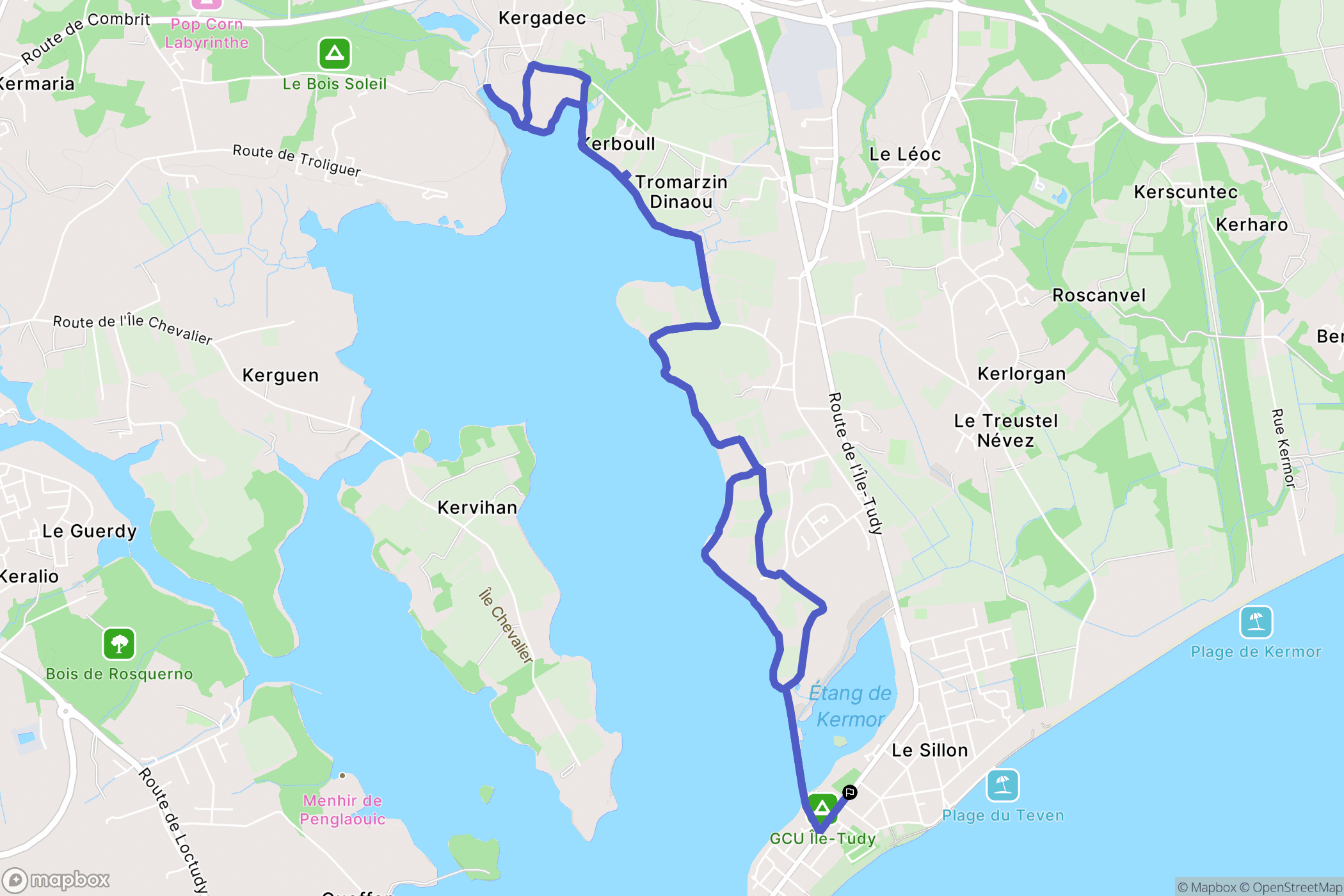 Île-Tudy : carte du parcours de randonnée - France